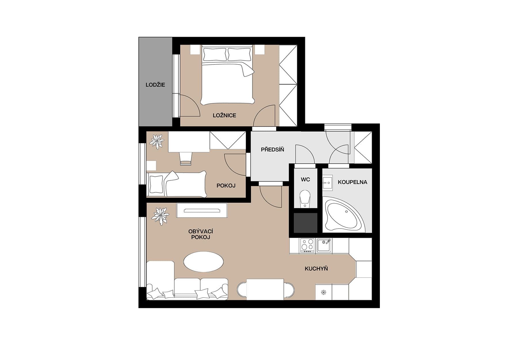 Predaj bytu 3-izbový 54 m², Cafourkova, Praha, Praha Predaj bytu 3-izbový 54 m², Cafourkova, Praha, Praha