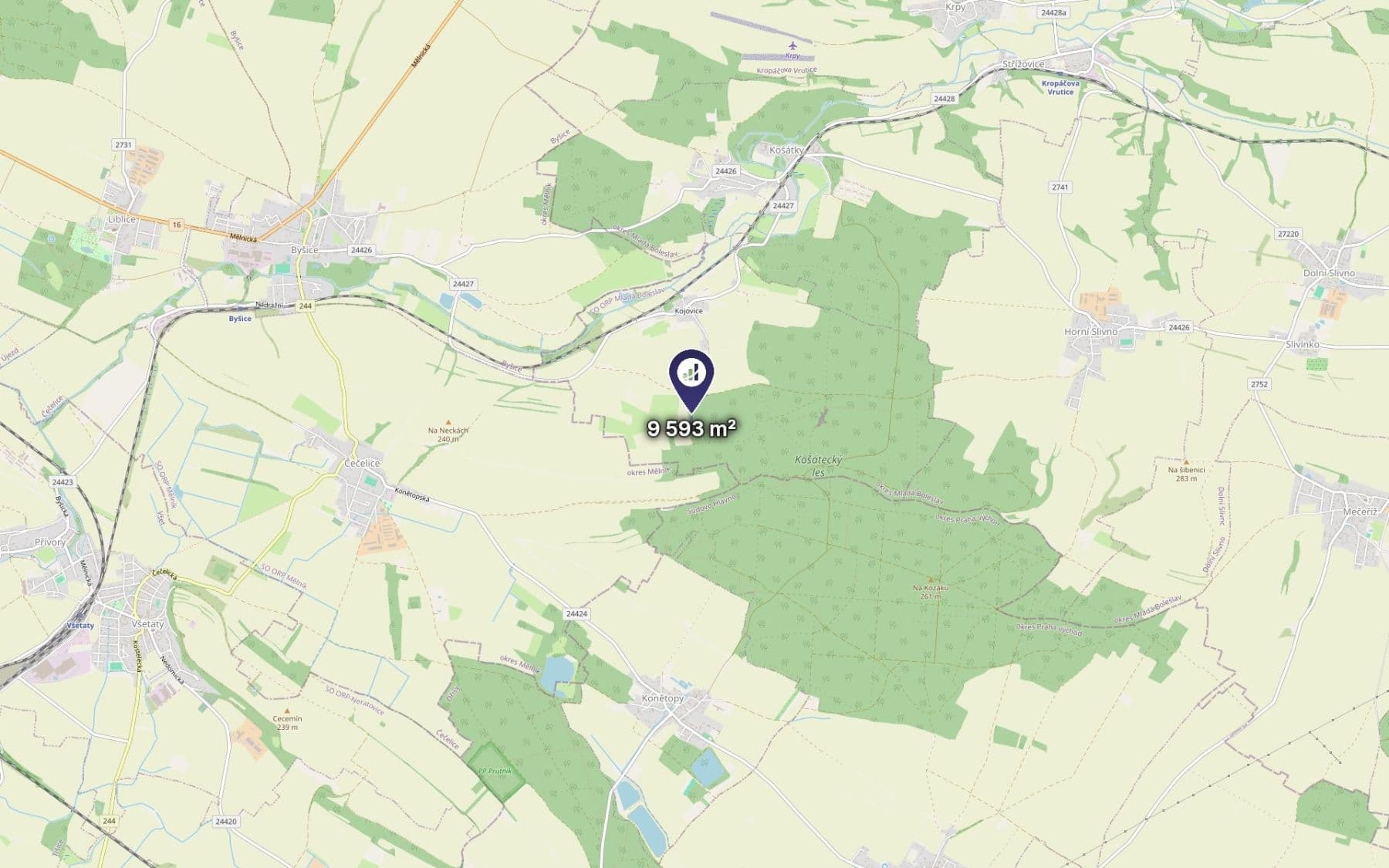 Predaj pozemku 4.797 m², Kropáčova Vrutice, Středočeský kraj Predaj pozemku 4.797 m², Kropáčova Vrutice, Středočeský kraj