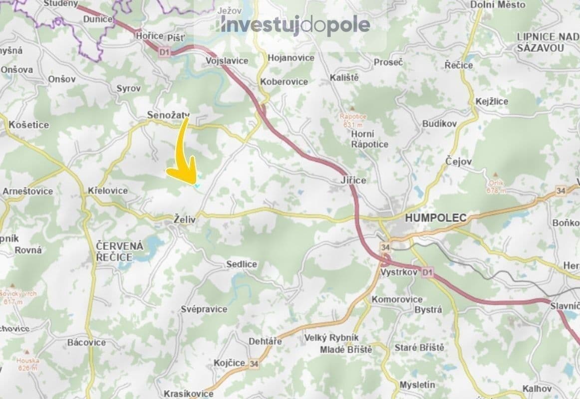 Predaj pozemku 3.049 m², Želiv, Kraj Vysočina Predaj pozemku 3.049 m², Želiv, Kraj Vysočina