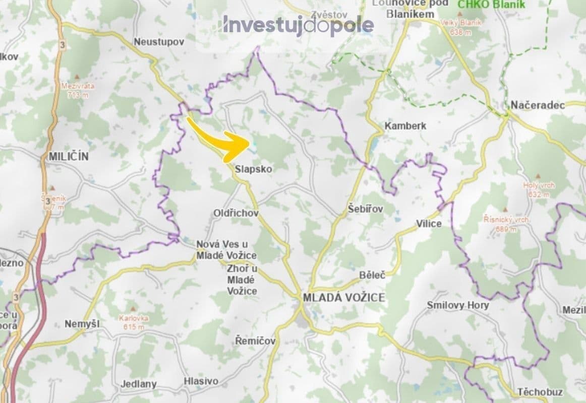 Predaj pozemku 2.628 m², Slapsko, Jihočeský kraj Predaj pozemku 2.628 m², Slapsko, Jihočeský kraj