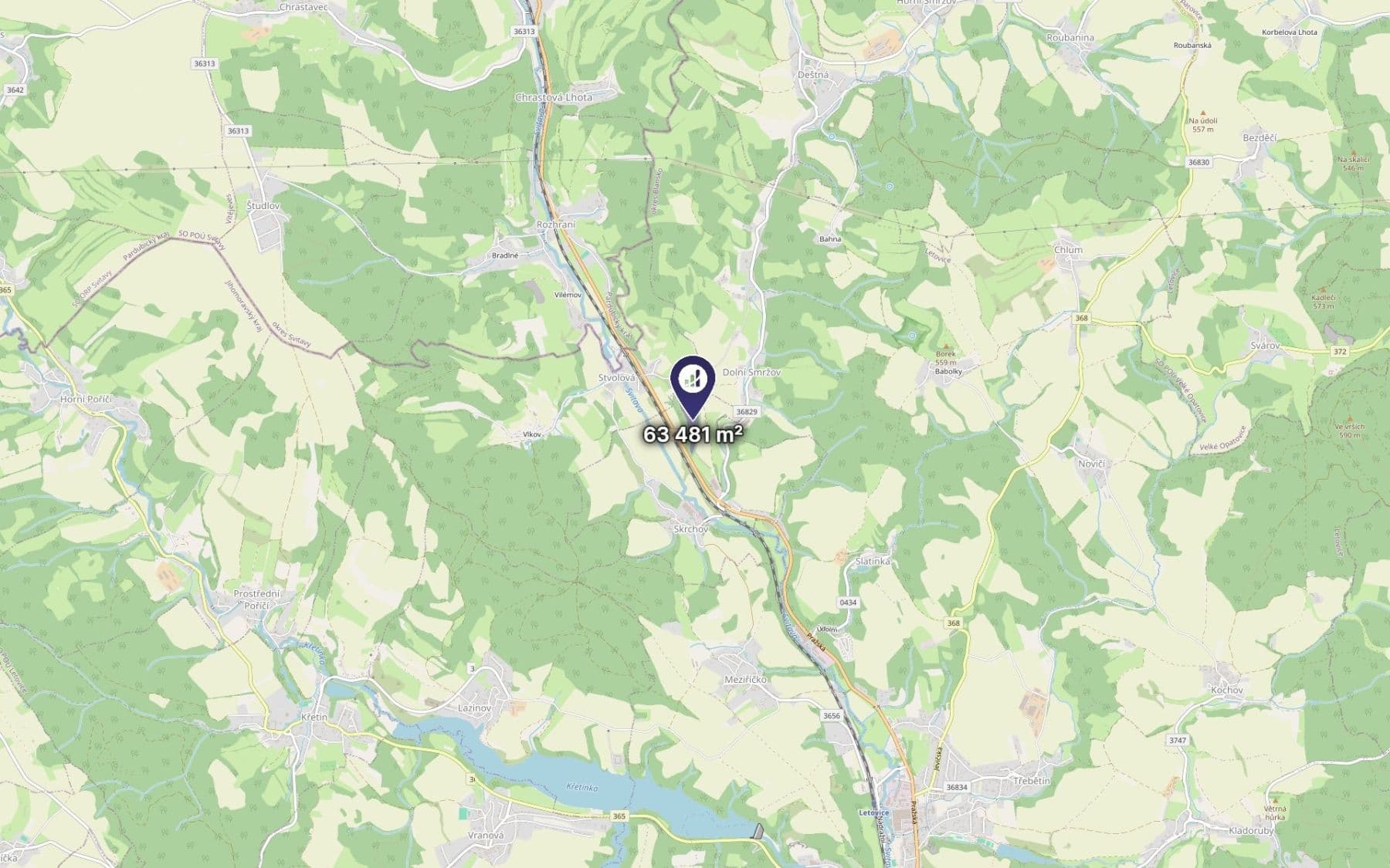 Predaj pozemku 63.481 m², Skrchov, Jihomoravský kraj Predaj pozemku 63.481 m², Skrchov, Jihomoravský kraj