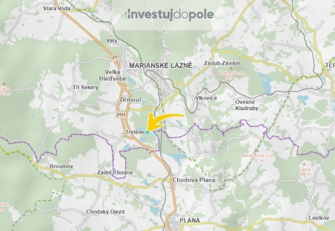 Predaj pozemku 2.521 m², Trstěnice, Karlovarský kraj Predaj pozemku 2.521 m², Trstěnice, Karlovarský kraj