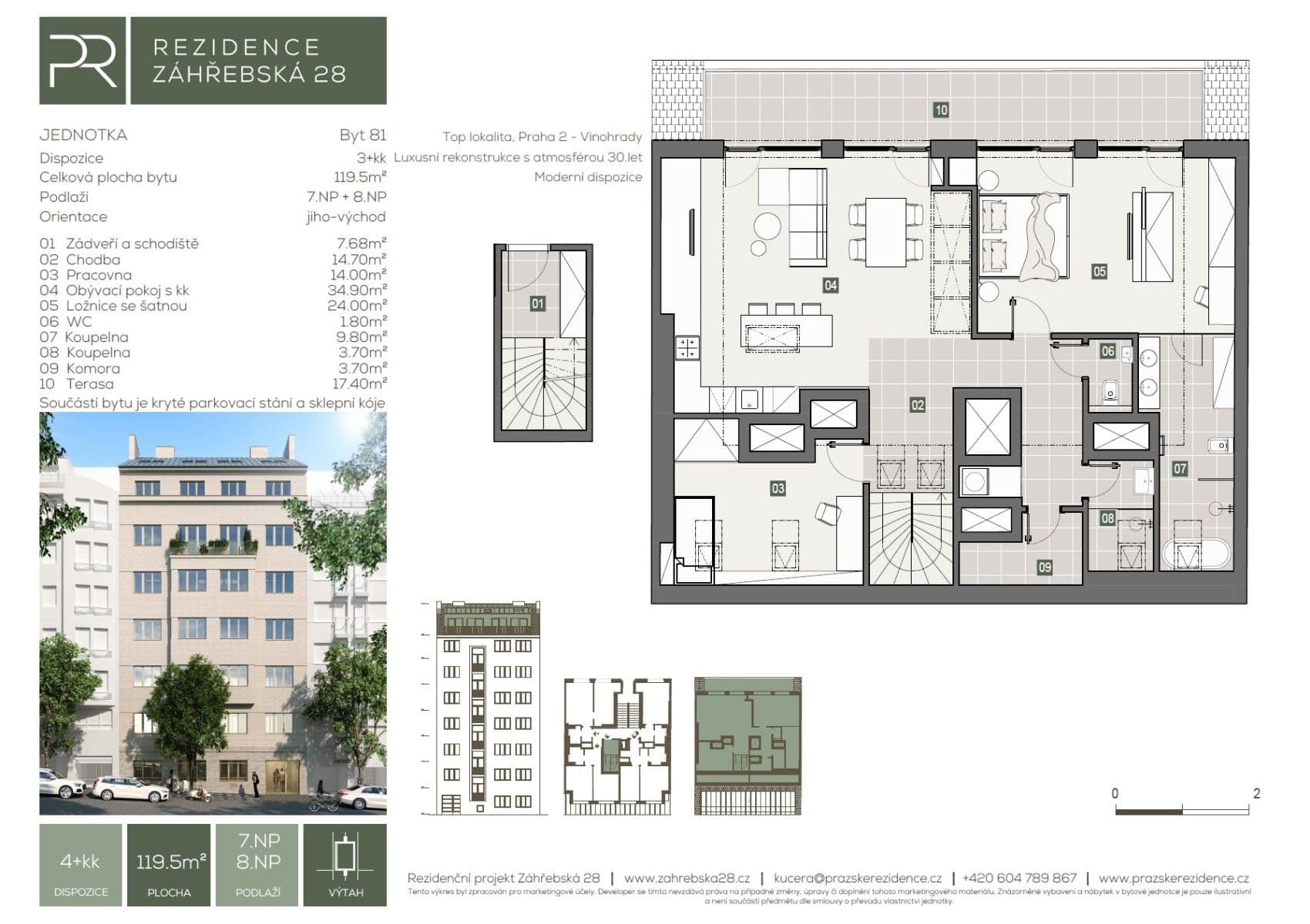 Predaj bytu 4-izbový 120 m², Záhřebská, Praha, Praha Predaj bytu 4-izbový 120 m², Záhřebská, Praha, Praha