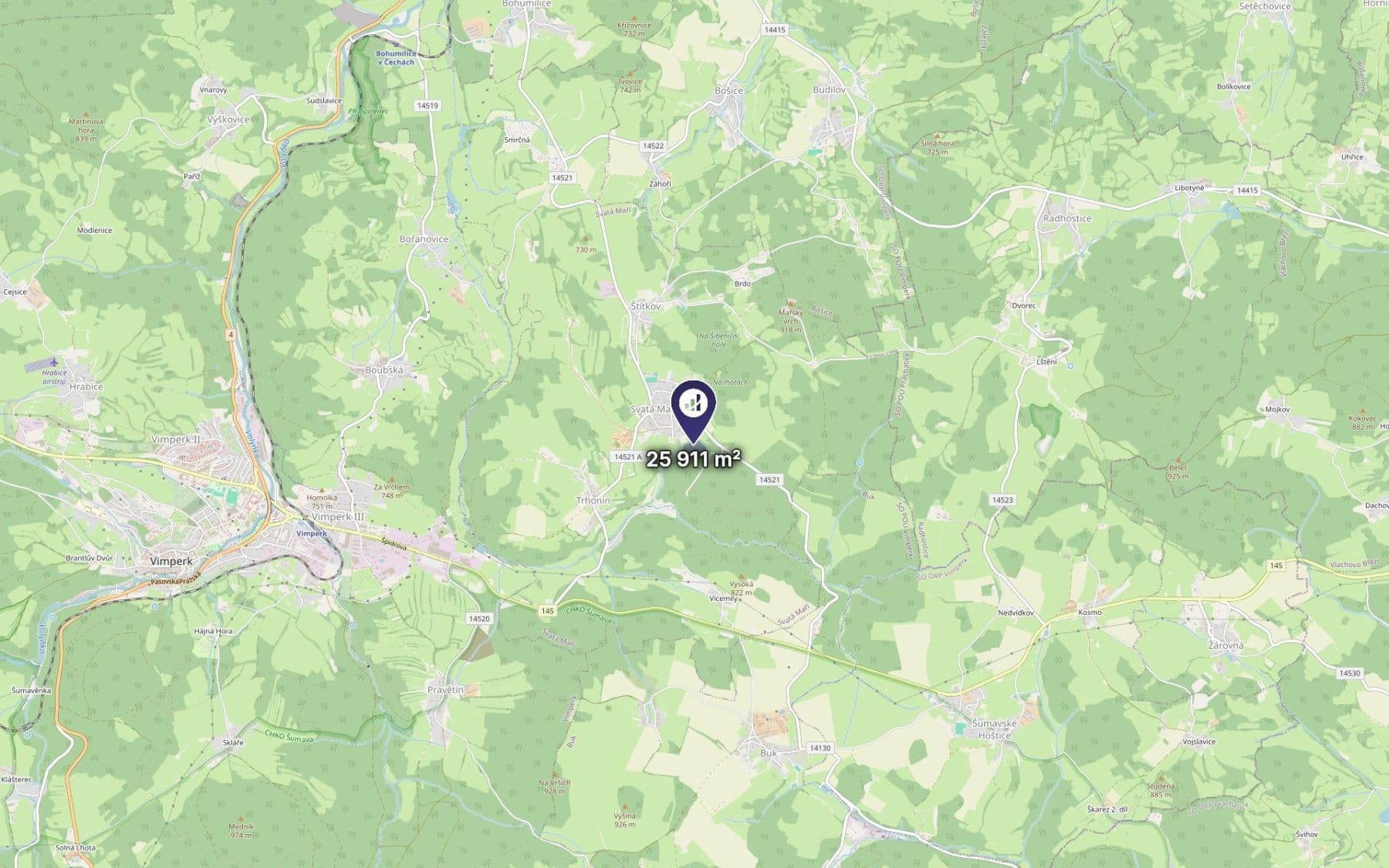 Predaj pozemku 25.911 m², Svatá Maří, Jihočeský kraj Predaj pozemku 25.911 m², Svatá Maří, Jihočeský kraj