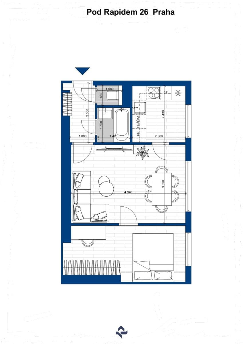 Predaj bytu 2-izbový 44 m², Pod Rapidem, Praha, Praha Predaj bytu 2-izbový 44 m², Pod Rapidem, Praha, Praha