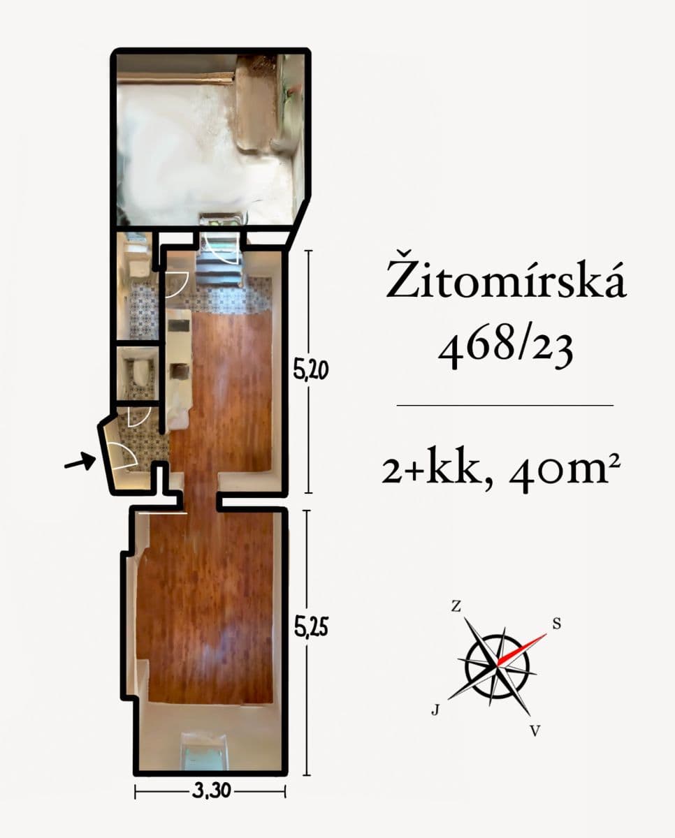 Prenájom bytu 2-izbový 40 m², Žitomírská, Praha, Praha Prenájom bytu 2-izbový 40 m², Žitomírská, Praha, Praha