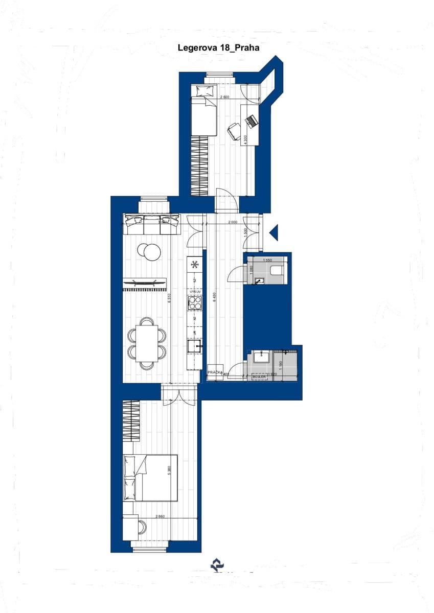 Predaj bytu 3-izbový 72 m², Legerova, Praha, Praha Predaj bytu 3-izbový 72 m², Legerova, Praha, Praha