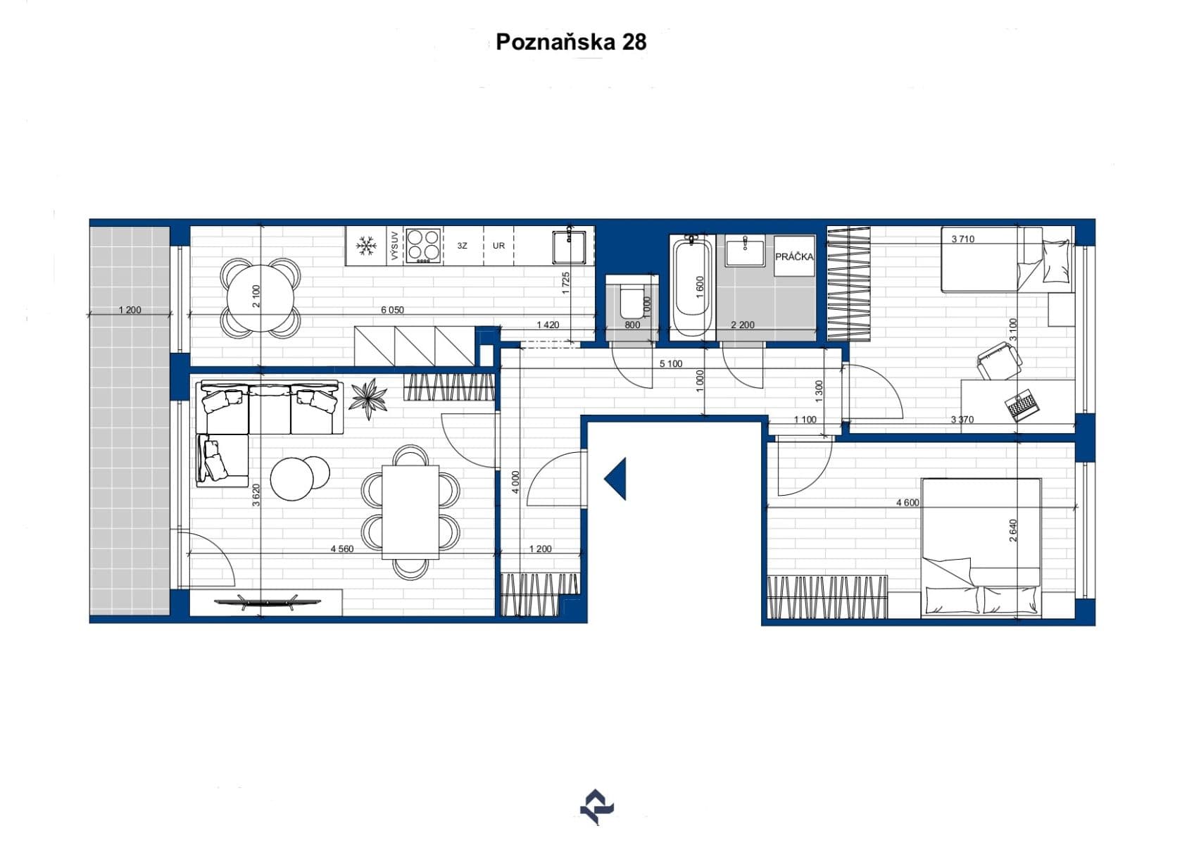Predaj bytu 3-izbový 72 m², Poznaňská, Praha, Praha Predaj bytu 3-izbový 72 m², Poznaňská, Praha, Praha