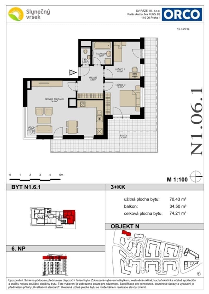 Prenájom bytu 3-izbový 74 m², Rižská, Praha, Praha Prenájom bytu 3-izbový 74 m², Rižská, Praha, Praha
