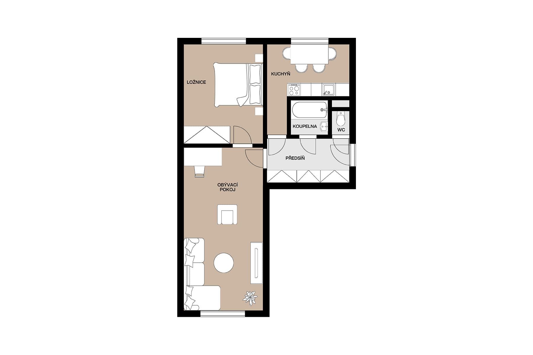 Predaj bytu 2-izbový 57 m², Na Petřinách, Praha, Praha Predaj bytu 2-izbový 57 m², Na Petřinách, Praha, Praha