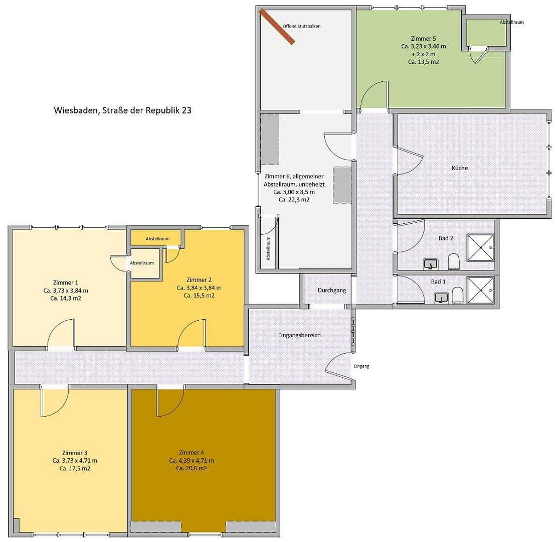 Prenájom bytu 15 m², Straße der Republik 23, Wiesbaden, Hesensko Prenájom bytu 15 m², Straße der Republik 23, Wiesbaden, Hesensko