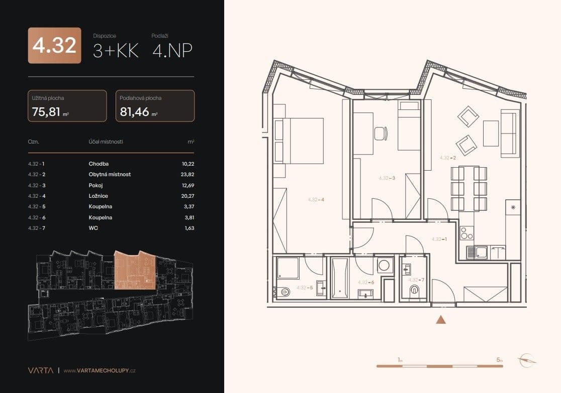 Predaj bytu 3-izbový 81 m², Milánská, Praha, Praha Predaj bytu 3-izbový 81 m², Milánská, Praha, Praha