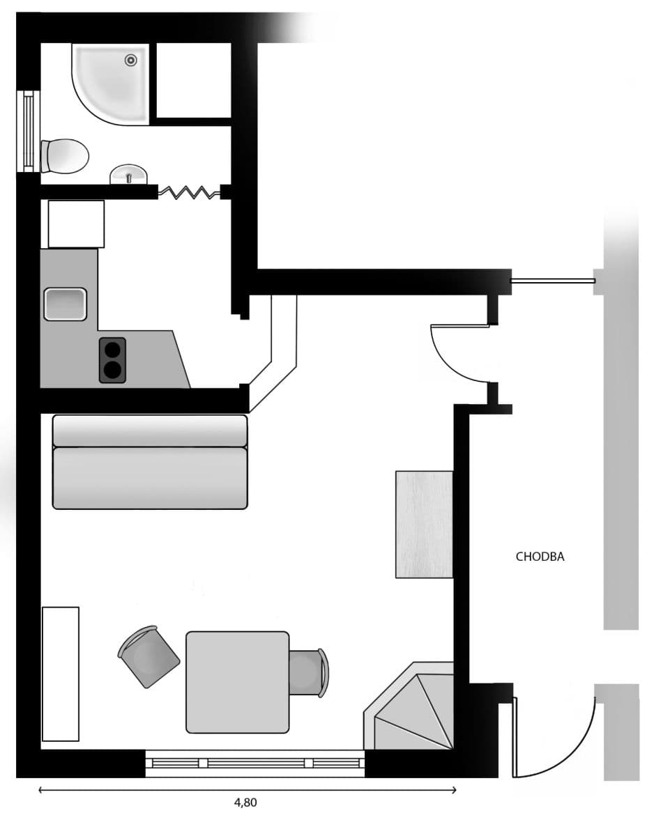 Prenájom bytu 1-izbový 27 m², Jilmová, Praha, Praha Prenájom bytu 1-izbový 27 m², Jilmová, Praha, Praha