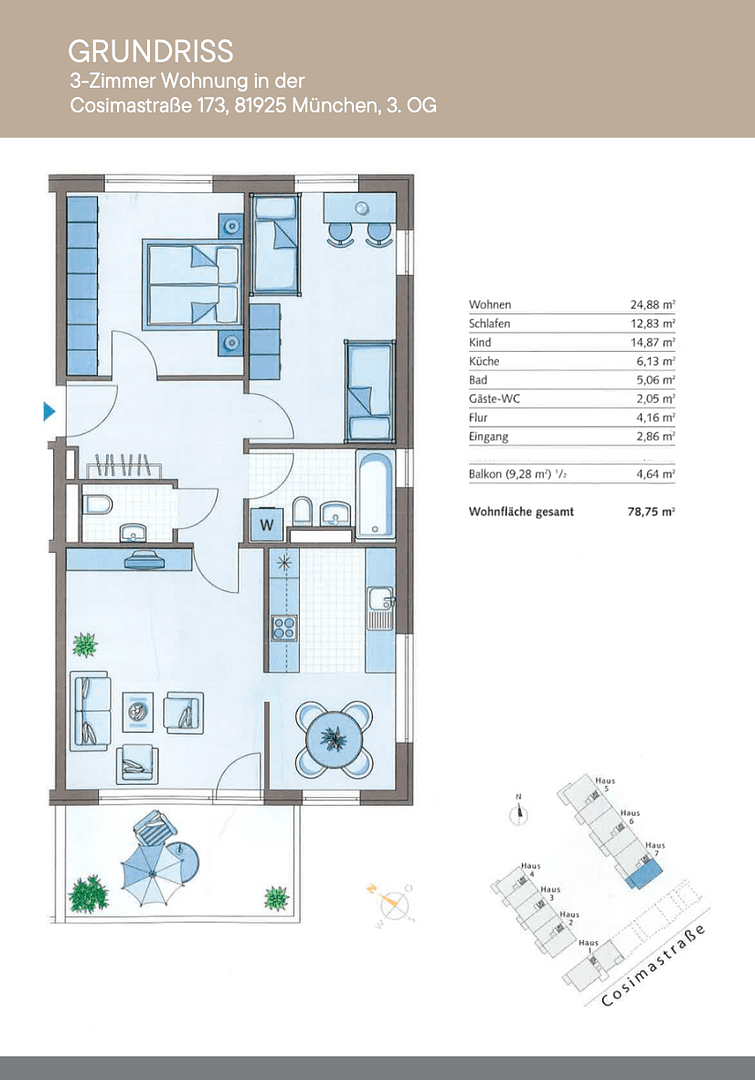 Predaj bytu 3-izbový 79 m², Cosimastraße 173, München, Bavorsko Predaj bytu 3-izbový 79 m², Cosimastraße 173, München, Bavorsko