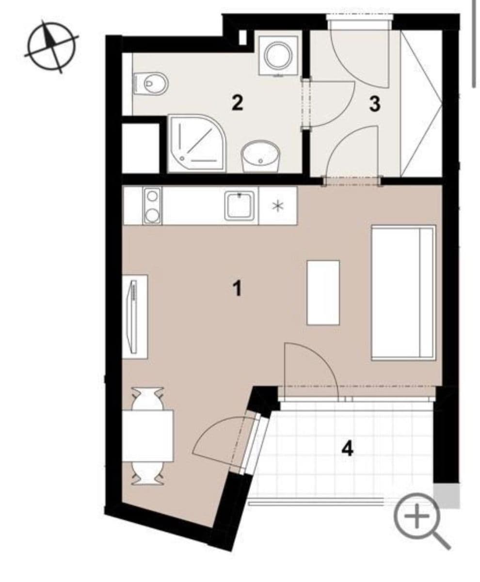 Prenájom bytu 1-izbový 31 m², Šternovská, Praha, Praha Prenájom bytu 1-izbový 31 m², Šternovská, Praha, Praha
