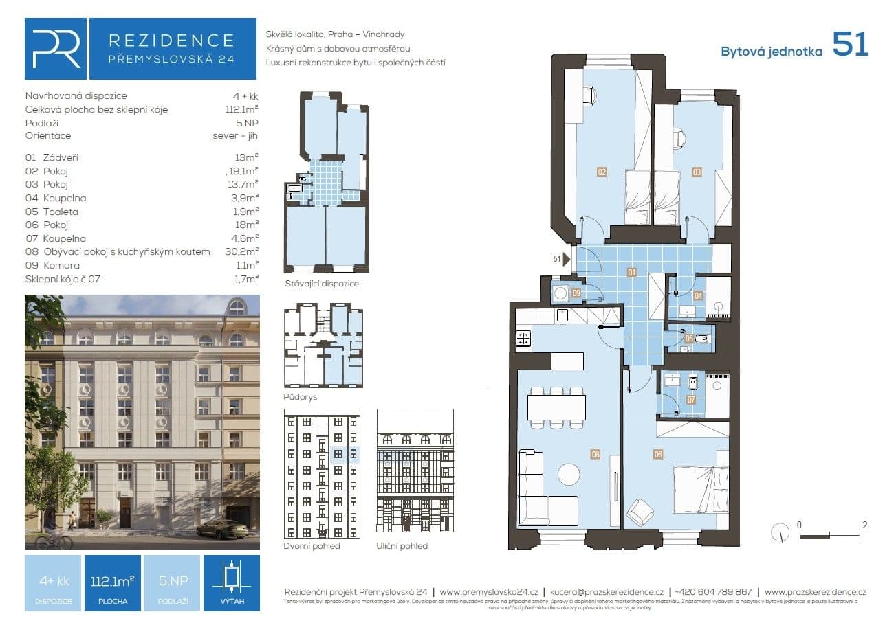Predaj bytu 4-izbový 112 m², Přemyslovská, Praha, Praha Predaj bytu 4-izbový 112 m², Přemyslovská, Praha, Praha