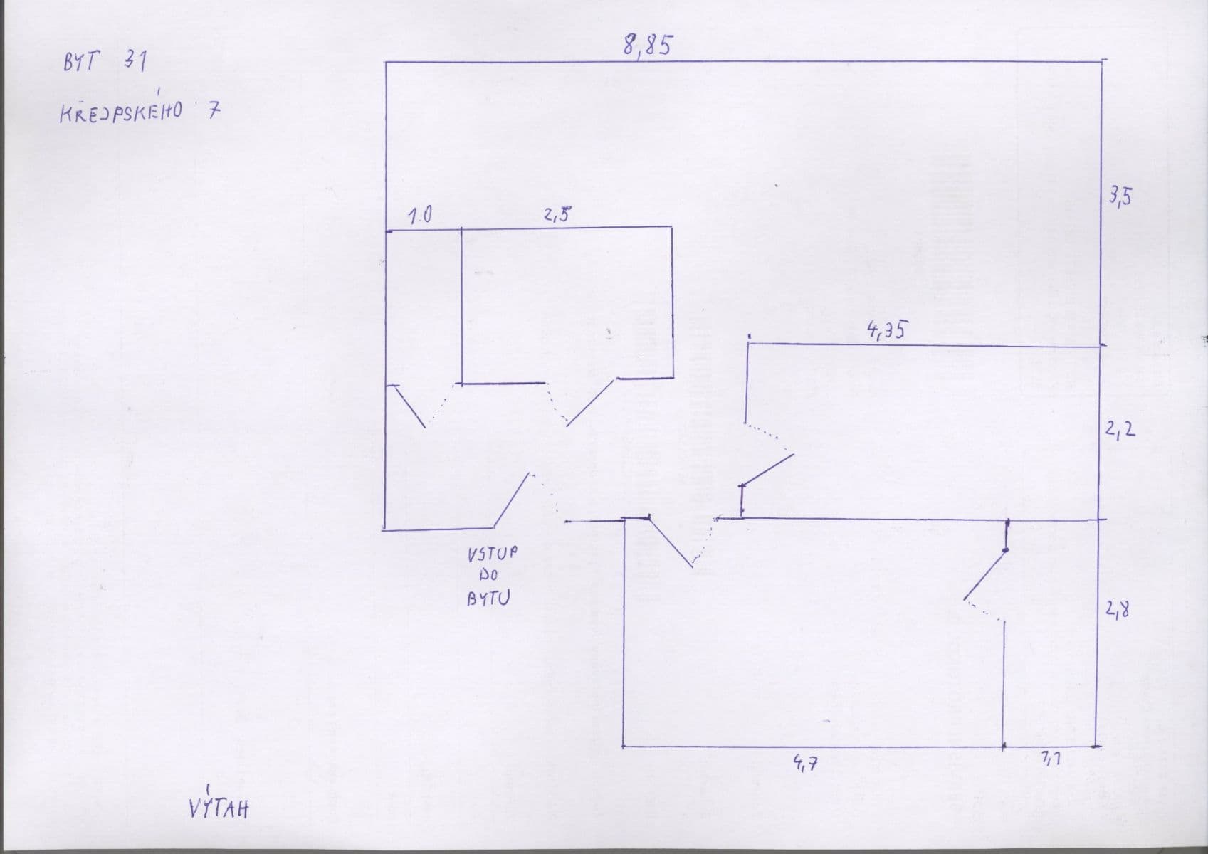 Prenájom bytu 3-izbový 68 m², Křejpského, Praha, Praha Prenájom bytu 3-izbový 68 m², Křejpského, Praha, Praha