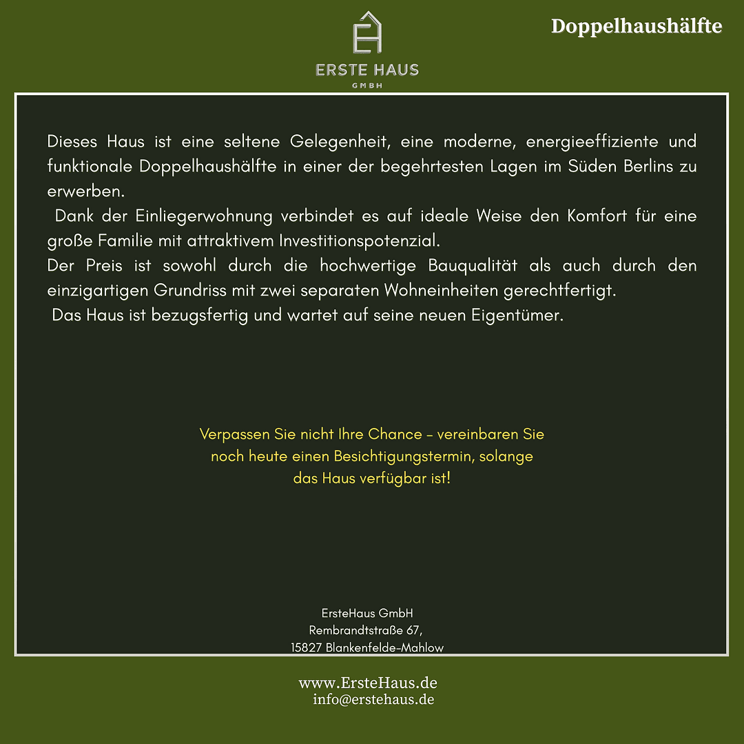 Predaj domu 170 m², pozemek 508 m², Rembrandtstraße 67, Blankenfelde-Mahlow, Brandenbursko Predaj domu 170 m², pozemek 508 m², Rembrandtstraße 67, Blankenfelde-Mahlow, Brandenbursko