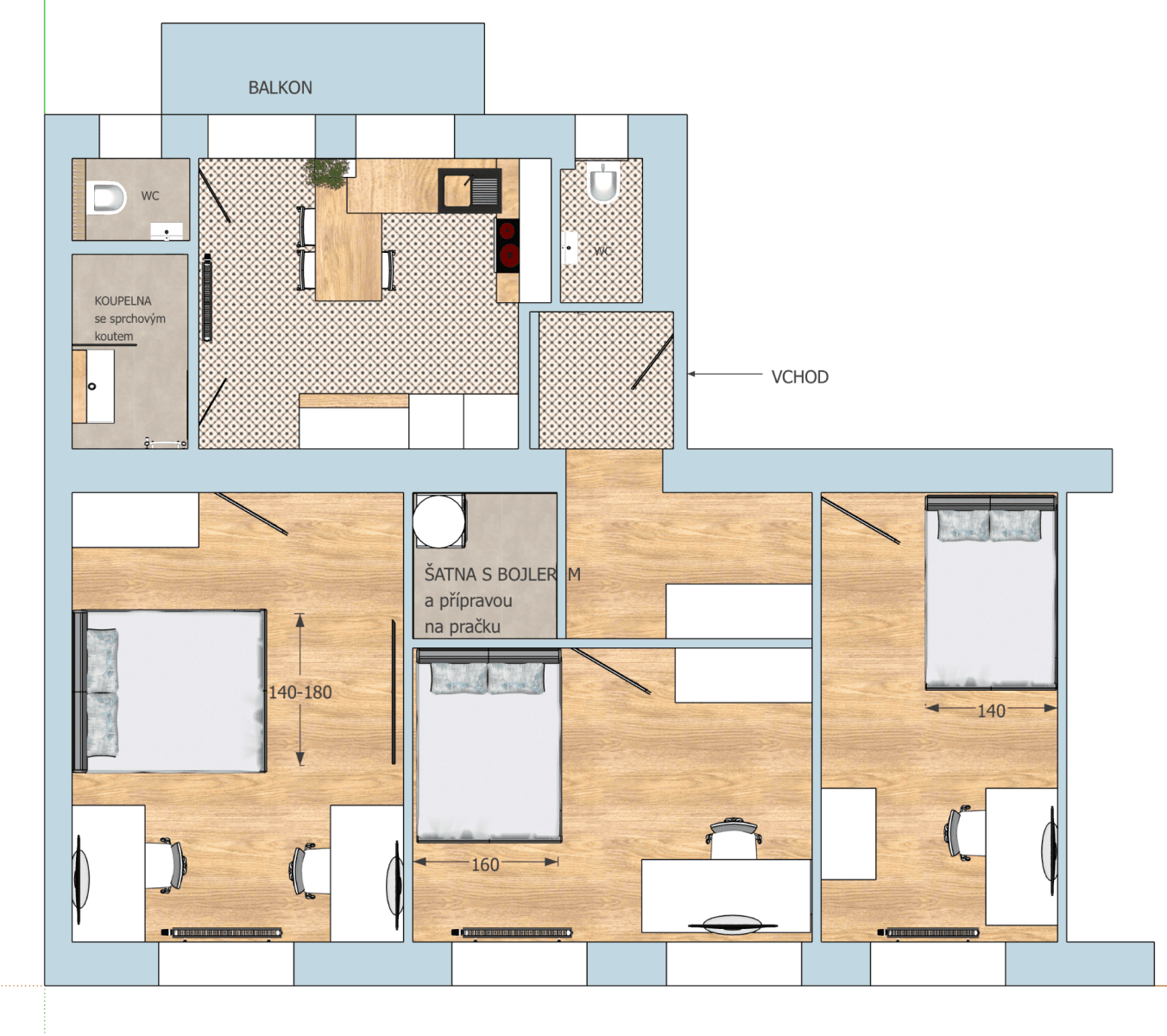 Prenájom bytu 3-izbový 72 m², Kozácká, Praha, Praha Prenájom bytu 3-izbový 72 m², Kozácká, Praha, Praha