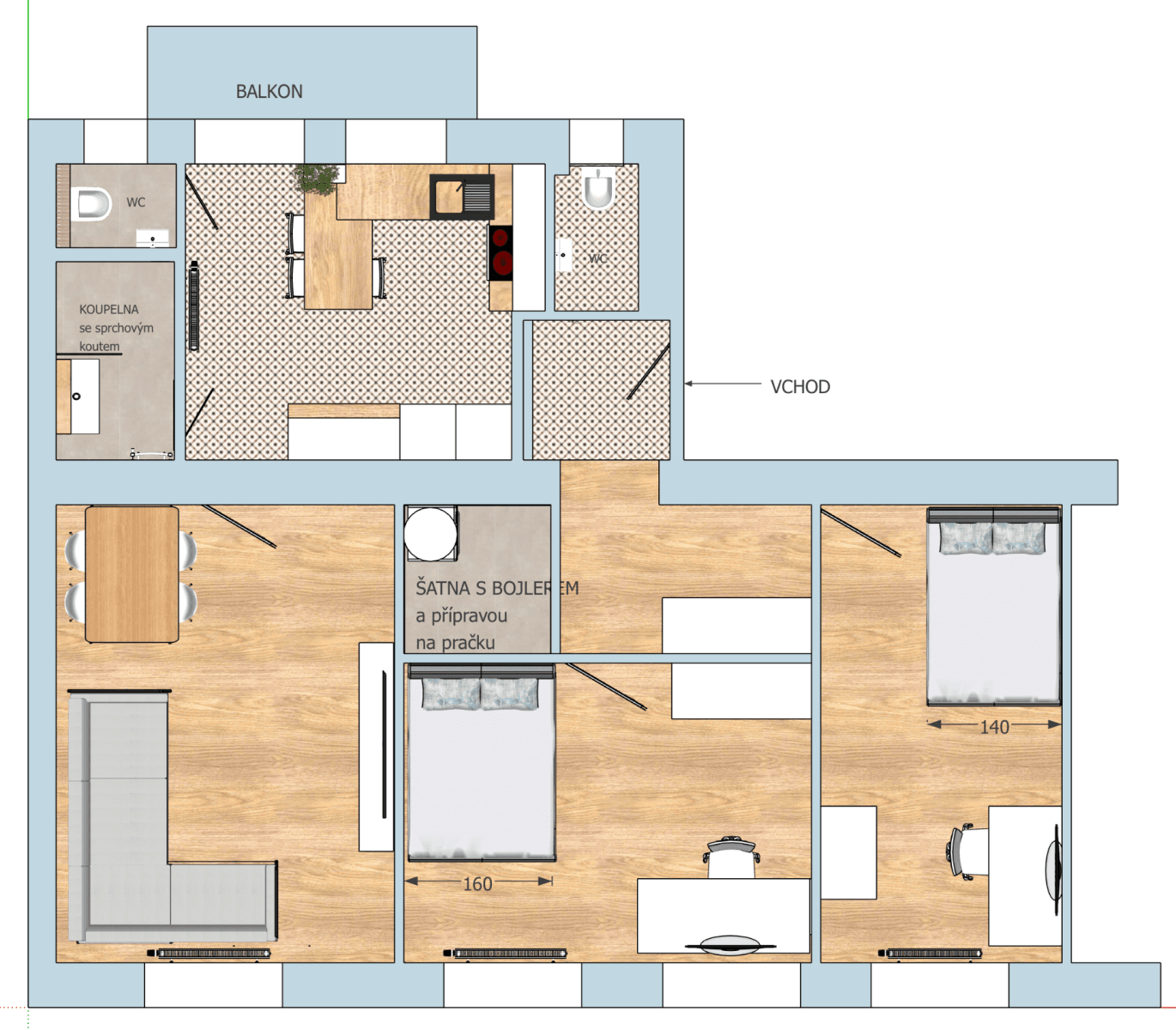 Prenájom bytu 3-izbový 72 m², Kozácká, Praha, Praha Prenájom bytu 3-izbový 72 m², Kozácká, Praha, Praha