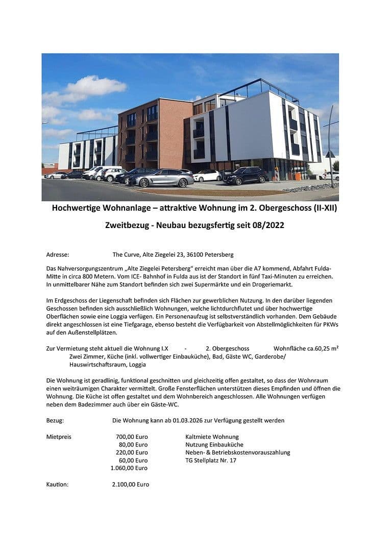 Prenájom bytu 2-izbový 61 m², Petersberg, Hesensko Prenájom bytu 2-izbový 61 m², Petersberg, Hesensko