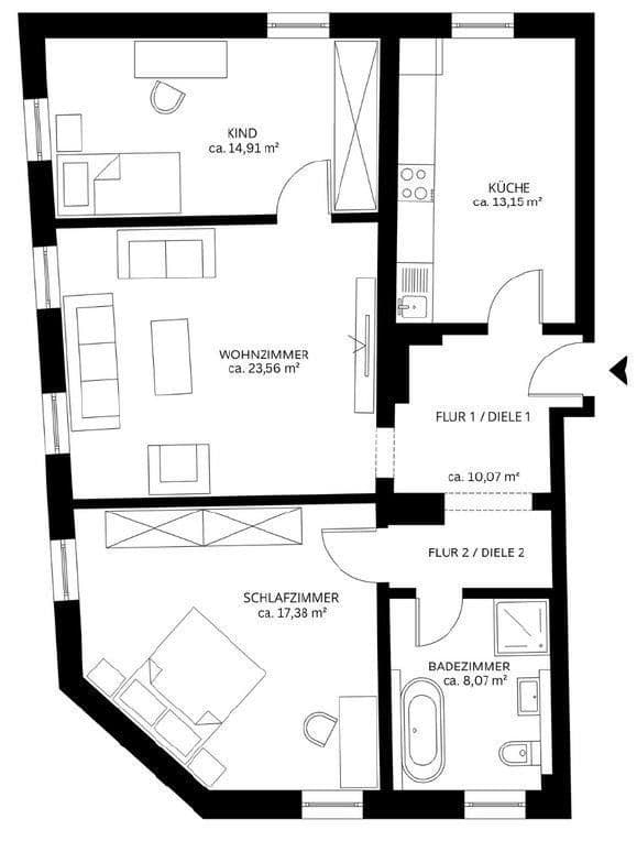 Predaj bytu 3-izbový 88 m², Liebigstraße 1, Hof, Bavorsko Predaj bytu 3-izbový 88 m², Liebigstraße 1, Hof, Bavorsko