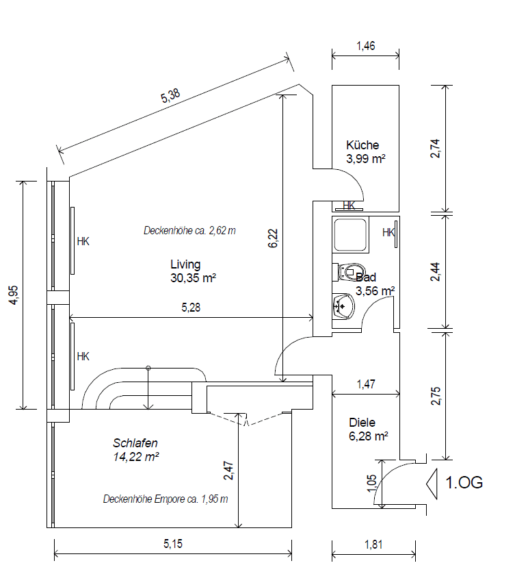 Prenájom bytu 1-izbový 60 m², Schloßstraße 69, Düsseldorf, Severné Porýnie - Westfálsko Prenájom bytu 1-izbový 60 m², Schloßstraße 69, Düsseldorf, Severné Porýnie - Westfálsko