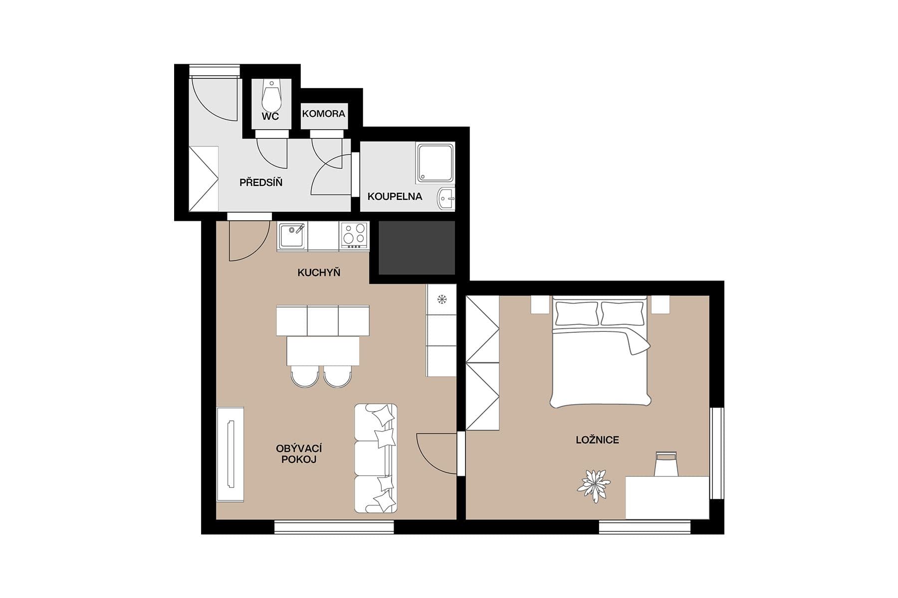 Predaj bytu 2-izbový 49 m², Záběhlická, Praha, Praha Predaj bytu 2-izbový 49 m², Záběhlická, Praha, Praha
