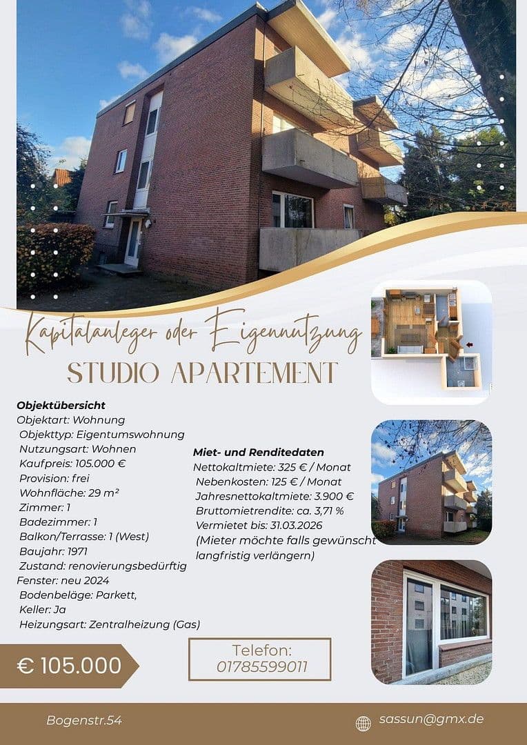 Predaj bytu 1-izbový 29 m², Oldenburg, Dolné Sasko Predaj bytu 1-izbový 29 m², Oldenburg, Dolné Sasko