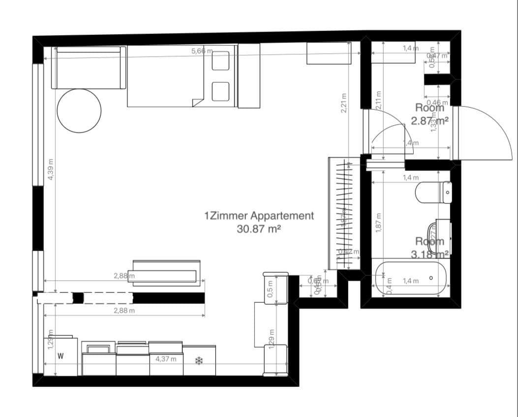 Prenájom bytu 1-izbový 36 m², Sperberstraße 19, Nürnberg, Bavorsko Prenájom bytu 1-izbový 36 m², Sperberstraße 19, Nürnberg, Bavorsko