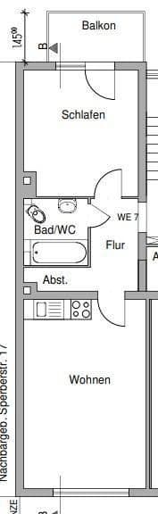Prenájom bytu 2-izbový 44 m², Sperberstraße 19, Nürnberg, Bavorsko Prenájom bytu 2-izbový 44 m², Sperberstraße 19, Nürnberg, Bavorsko