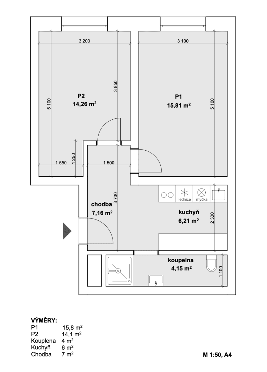 Prenájom bytu 2-izbový 47 m², Na Folimance, Praha, Praha Prenájom bytu 2-izbový 47 m², Na Folimance, Praha, Praha