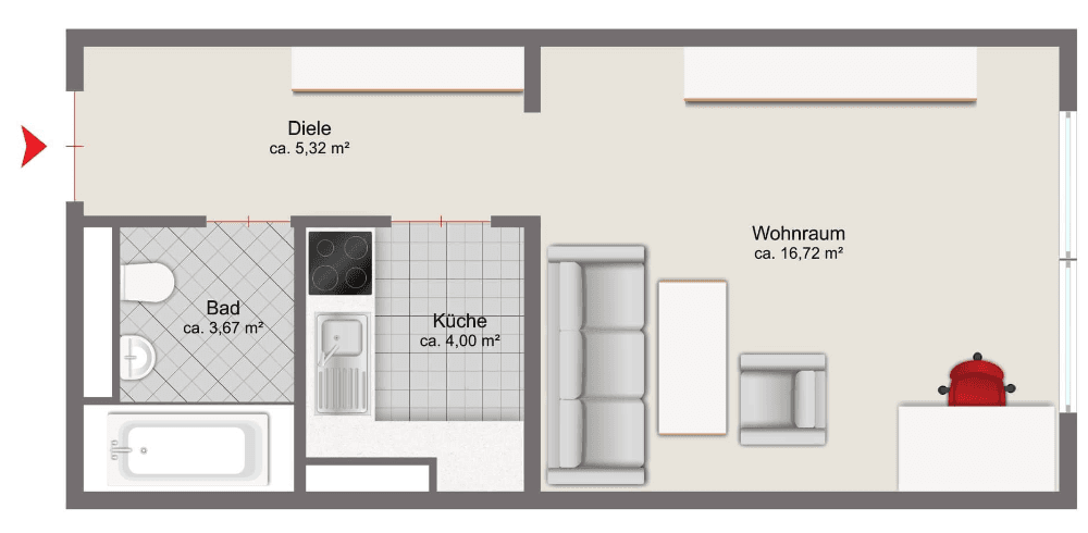 Prenájom bytu 1-izbový 29 m², Bauberger Straße 37, München, Bavorsko Prenájom bytu 1-izbový 29 m², Bauberger Straße 37, München, Bavorsko