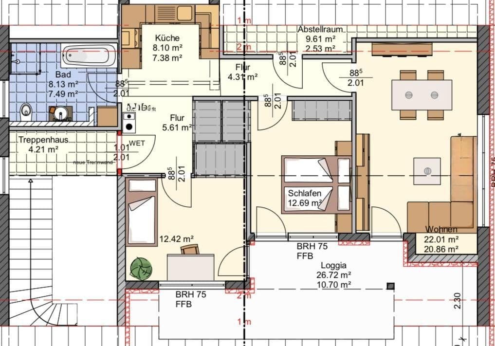 Prenájom bytu 3-izbový 86 m², Windsbach, Bavorsko Prenájom bytu 3-izbový 86 m², Windsbach, Bavorsko