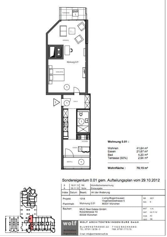 Prenájom bytu 1-izbový 71 m², Vogelweidestraße 5, München, Bavorsko Prenájom bytu 1-izbový 71 m², Vogelweidestraße 5, München, Bavorsko