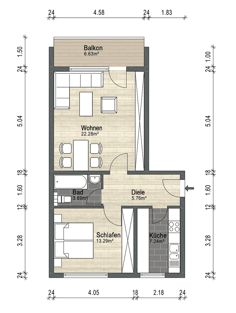 Prenájom bytu 2-izbový 55 m², Berliner Straße, Hannover, Dolné Sasko Prenájom bytu 2-izbový 55 m², Berliner Straße, Hannover, Dolné Sasko