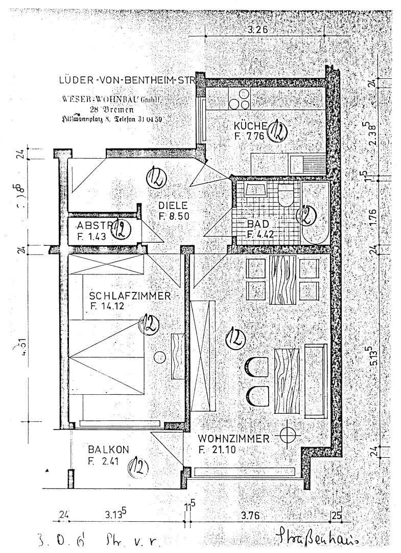 Prenájom bytu 2-izbový 60 m², Lüder-von-Bentheim-Str. 18, Bremen, Brémy Prenájom bytu 2-izbový 60 m², Lüder-von-Bentheim-Str. 18, Bremen, Brémy