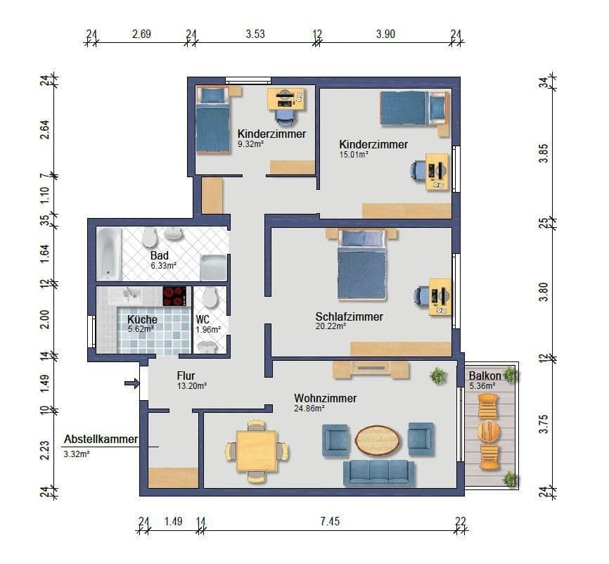 Prenájom bytu 4-izbový 103 m², Behringstr. 23, Mainaschaff, Bavorsko Prenájom bytu 4-izbový 103 m², Behringstr. 23, Mainaschaff, Bavorsko