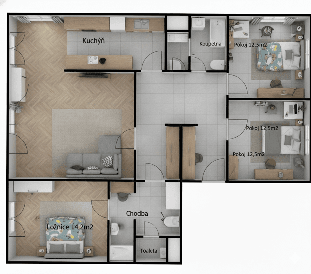 Prenájom bytu 4-izbový 105 m², Smikova, Praha, Praha Prenájom bytu 4-izbový 105 m², Smikova, Praha, Praha