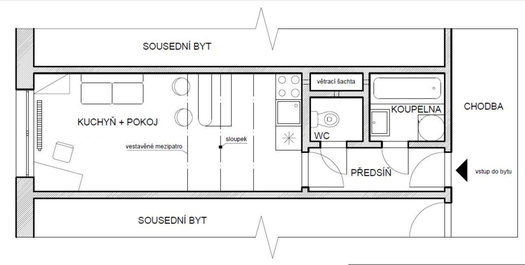 Prenájom bytu 25 m², Hnězdenská, Praha, Praha Prenájom bytu 25 m², Hnězdenská, Praha, Praha