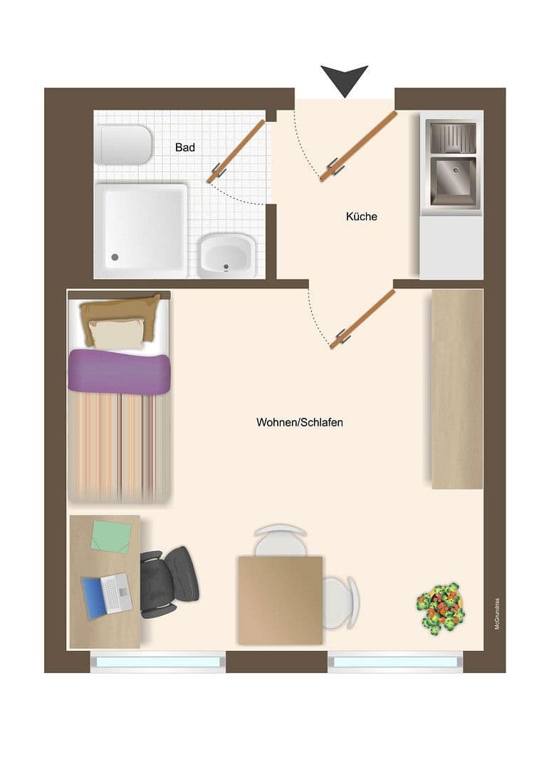 Prenájom bytu 1-izbový 21 m², Eilenburger Straße 55, Leipzig, Sasko Prenájom bytu 1-izbový 21 m², Eilenburger Straße 55, Leipzig, Sasko