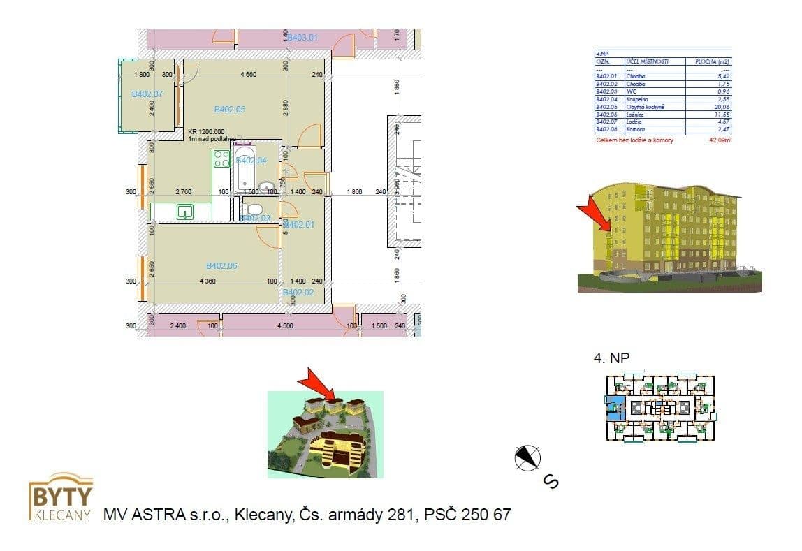 Prenájom bytu 2-izbový 43 m², V Honech, Klecany, Středočeský kraj Prenájom bytu 2-izbový 43 m², V Honech, Klecany, Středočeský kraj