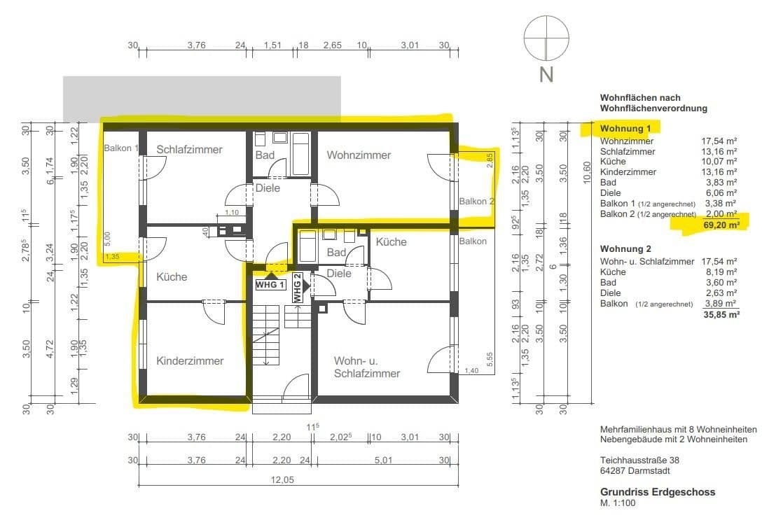 Prenájom bytu 3-izbový 69 m², Teichhausstraße 38, Darmstadt, Hesensko Prenájom bytu 3-izbový 69 m², Teichhausstraße 38, Darmstadt, Hesensko