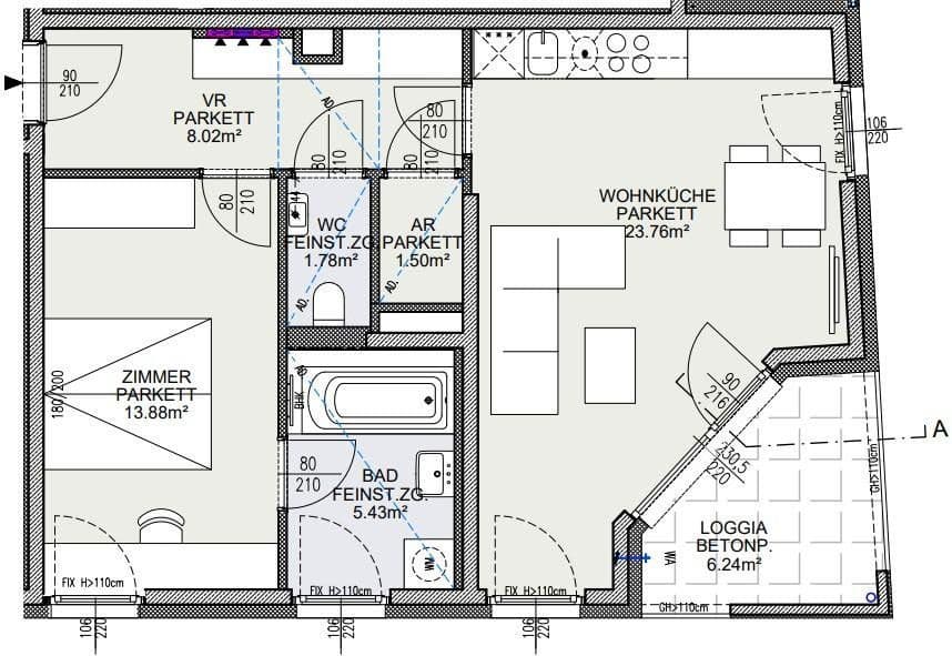 Predaj bytu 2-izbový 55 m², Arndtstrasse 50 Längenfeldgasse 7, Wien, Viedeň Predaj bytu 2-izbový 55 m², Arndtstrasse 50 Längenfeldgasse 7, Wien, Viedeň