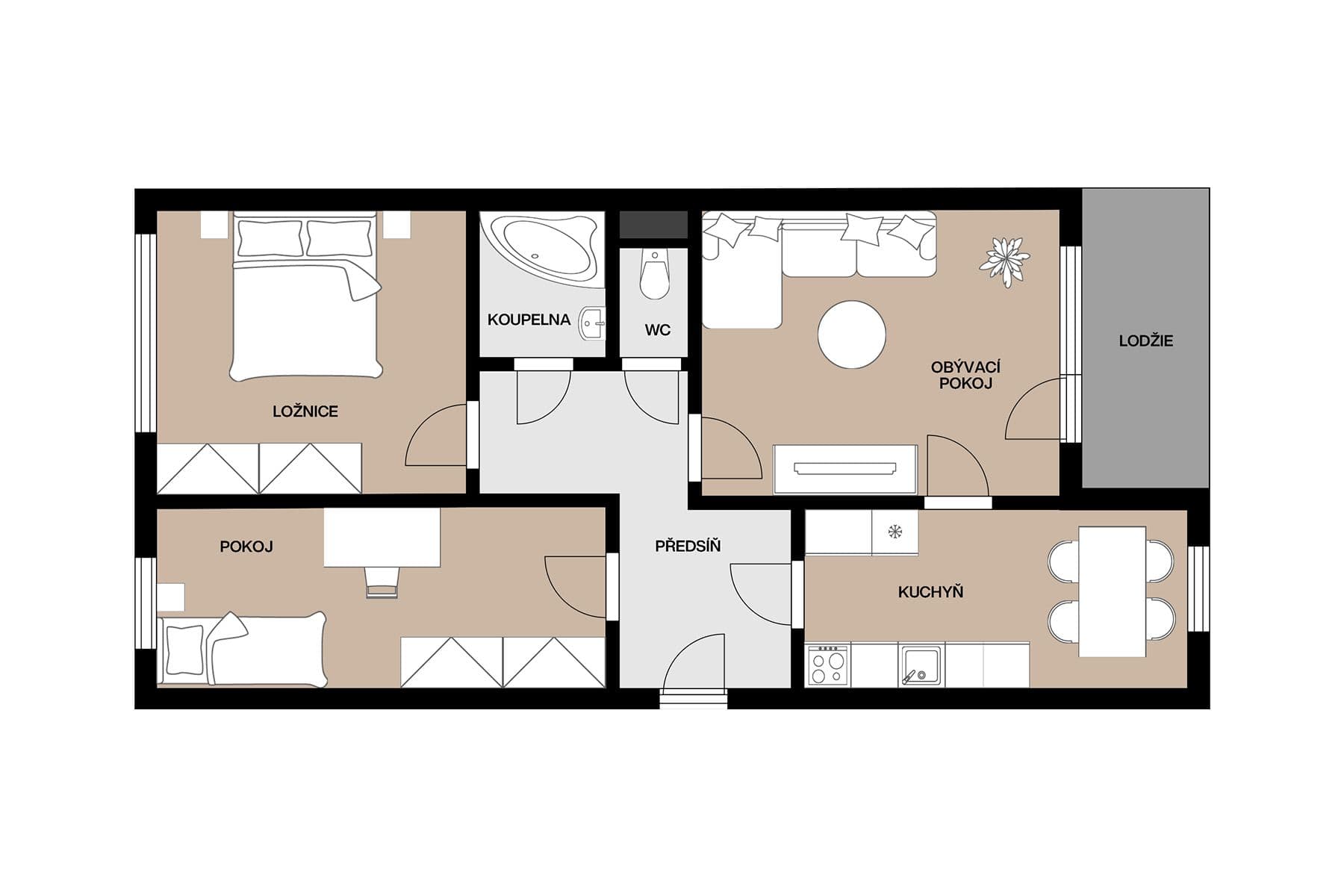 Predaj bytu 3-izbový 69 m², Kunínova, Praha, Praha Predaj bytu 3-izbový 69 m², Kunínova, Praha, Praha