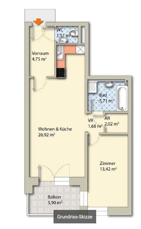 Prenájom bytu 2-izbový 56 m², Wien, Viedeň Prenájom bytu 2-izbový 56 m², Wien, Viedeň