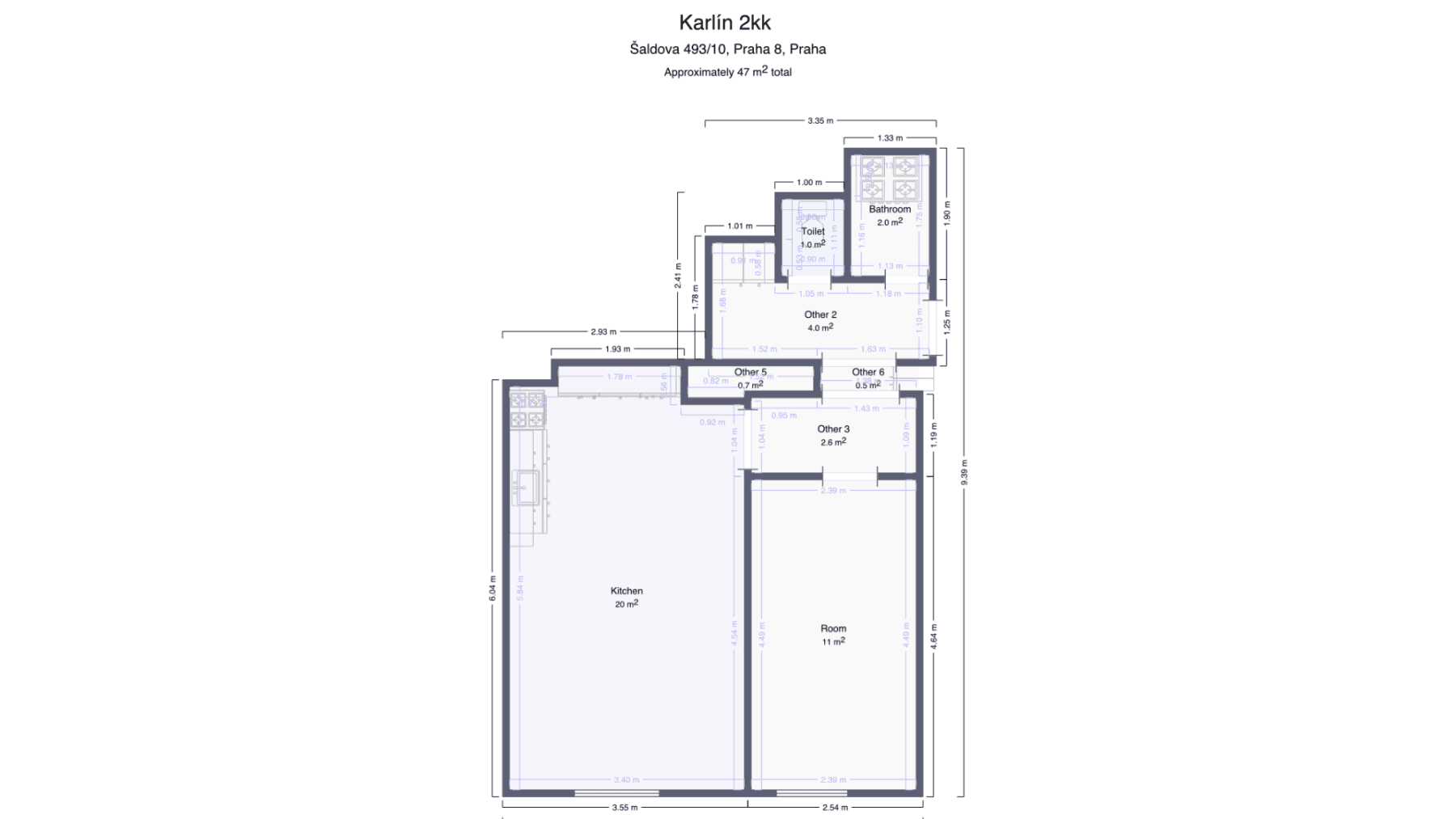 Prenájom bytu 2-izbový 45 m², Šaldova, Praha, Praha Prenájom bytu 2-izbový 45 m², Šaldova, Praha, Praha