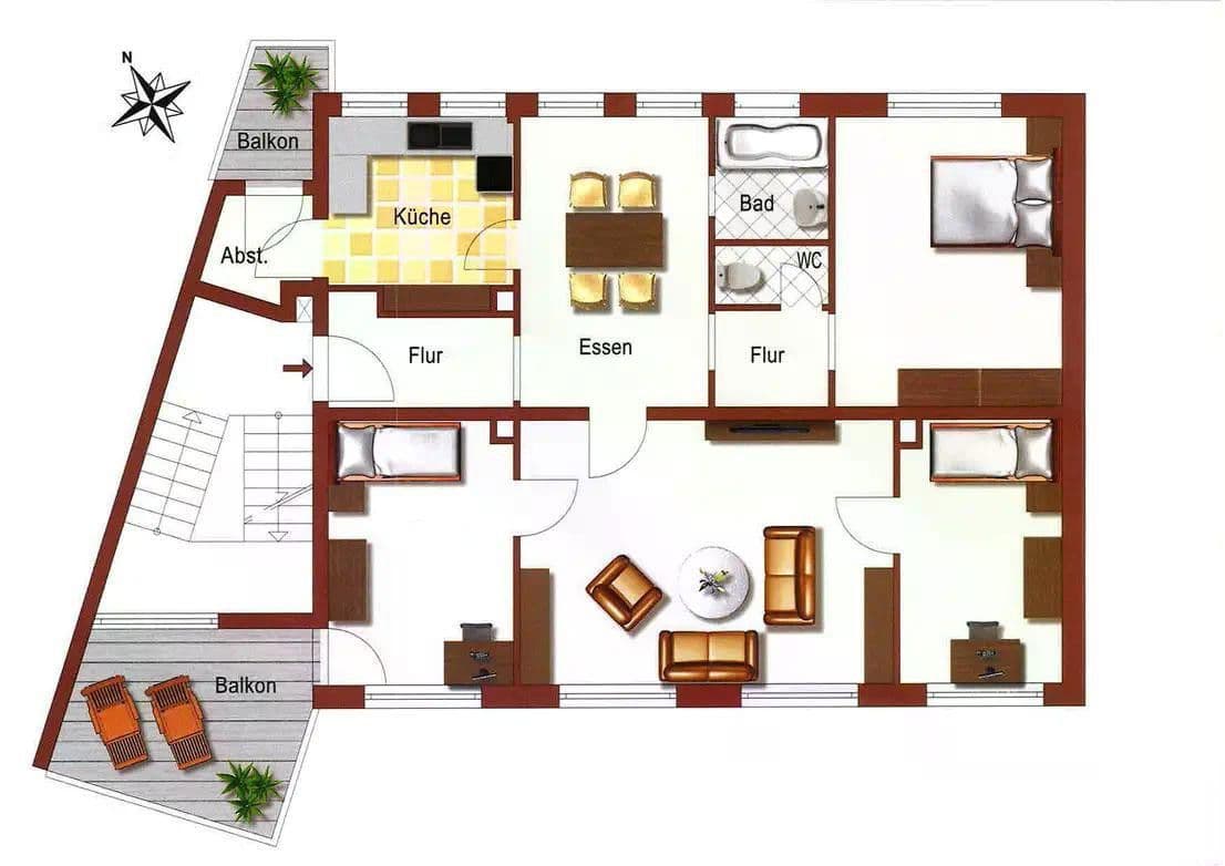 Prenájom bytu 4-izbový 106 m², Stuttgart, Bádensko-Wurttembersko Prenájom bytu 4-izbový 106 m², Stuttgart, Bádensko-Wurttembersko