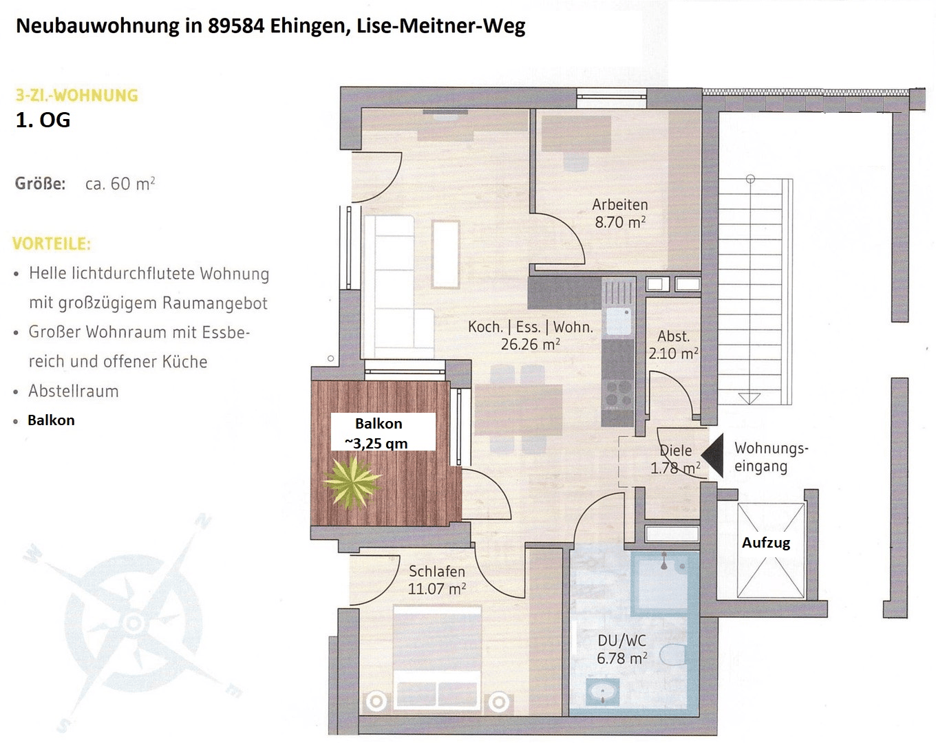 Prenájom bytu 3-izbový 60 m², Lise-Meitner-Weg 8, Ehingen (Donau), Bádensko-Wurttembersko Prenájom bytu 3-izbový 60 m², Lise-Meitner-Weg 8, Ehingen (Donau), Bádensko-Wurttembersko