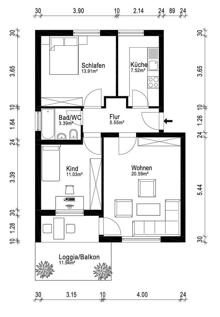 Prenájom bytu 3-izbový 68 m², Hardenbergstr. 76, Nürnberg, Bavorsko Prenájom bytu 3-izbový 68 m², Hardenbergstr. 76, Nürnberg, Bavorsko